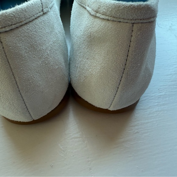 New Paula Quadretti White Suede Loafers with Gold Rhinestone Fleur-de-Lis accent - Picture 7 of 12